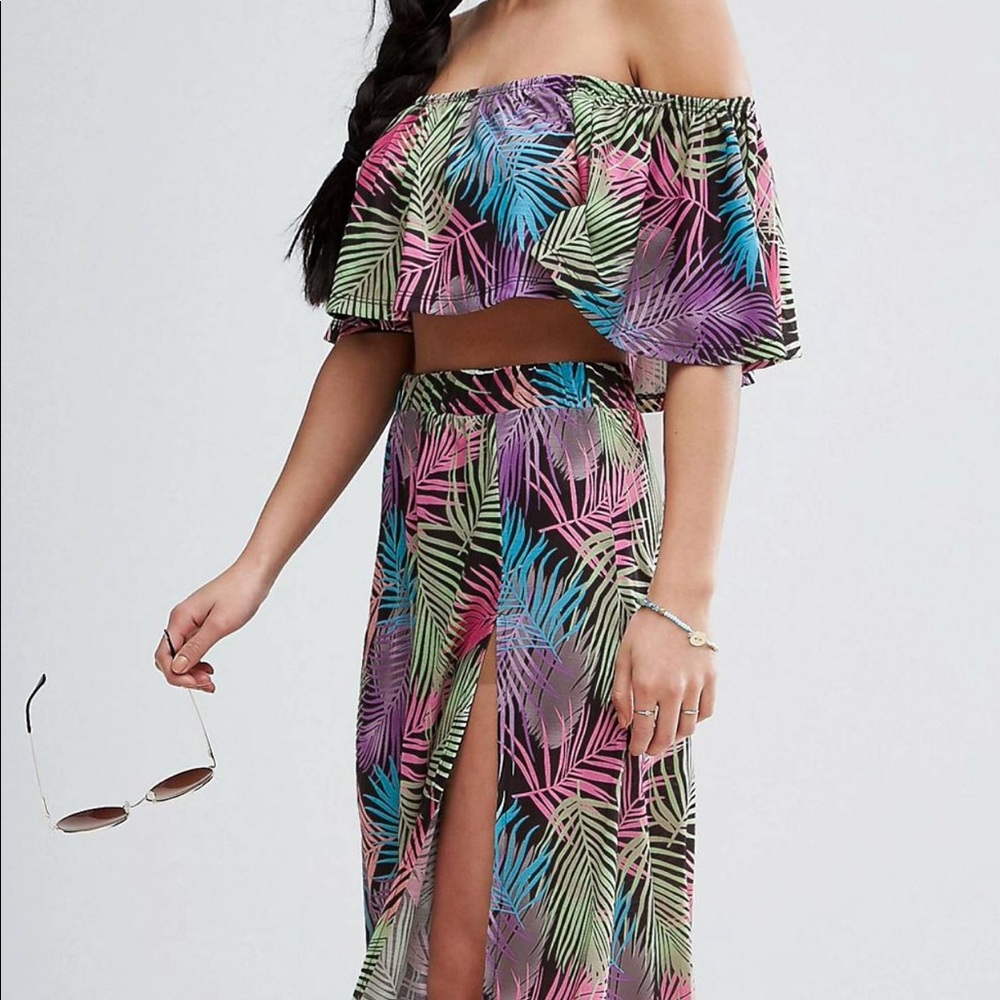 ASOS petite tropical beach print top & skirt!